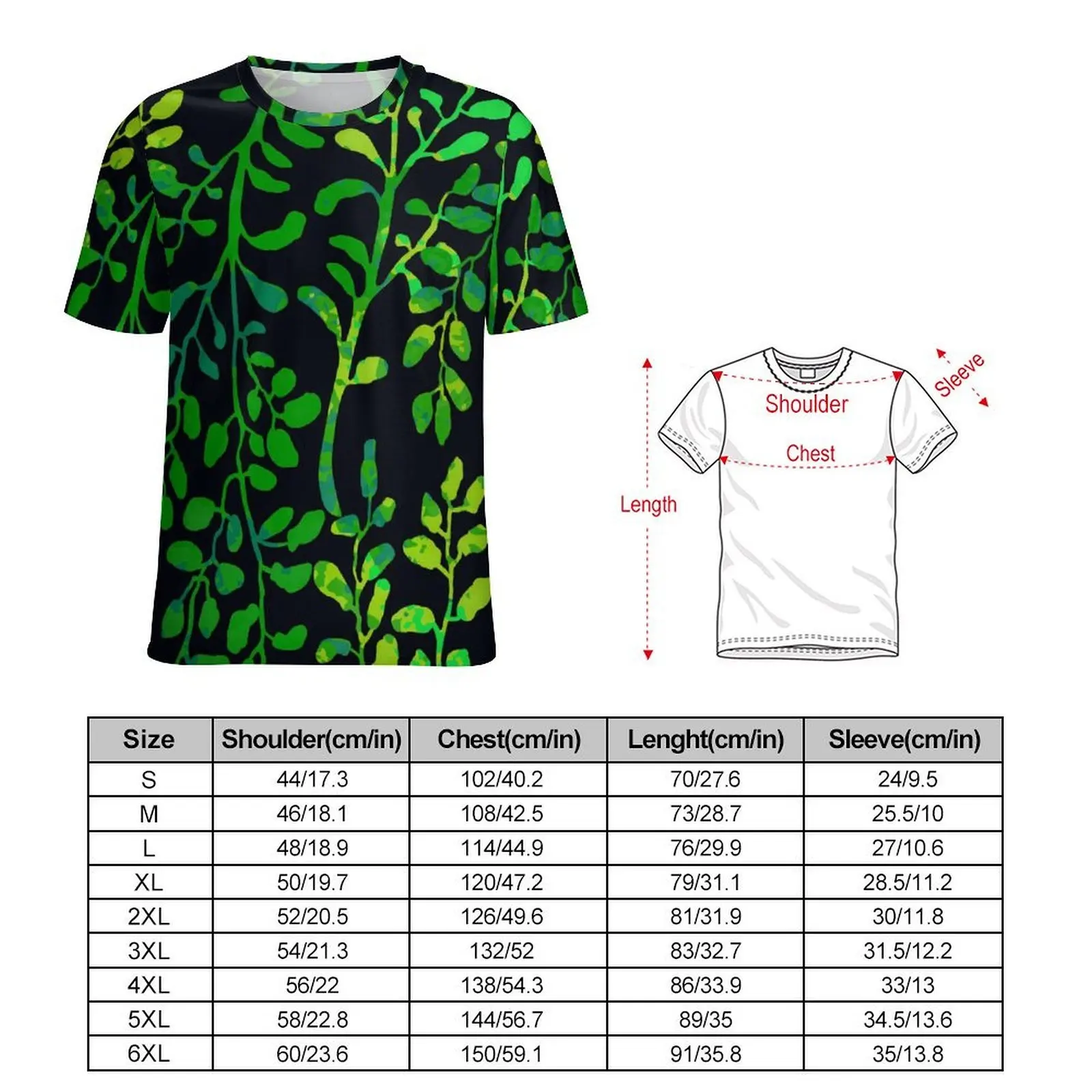Plus Size T-Shirt Premium Green Leaf T Shirts Foliage And Plants Streetwear Round Neck Tshirt Men Harajuku Custom Tees