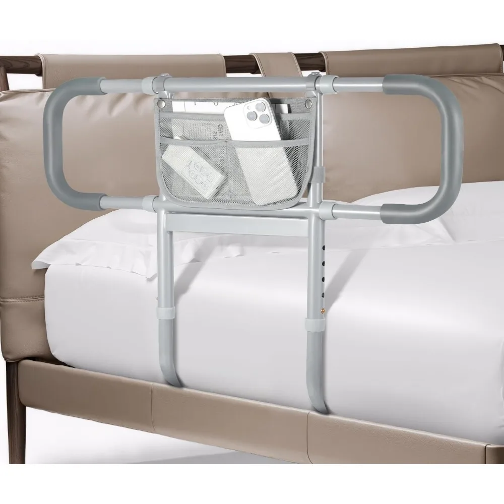 Riel de seguridad para cama ajustable con luz con sensor de movimiento para adultos mayores, se adapta a camas gemelas completas King Queen