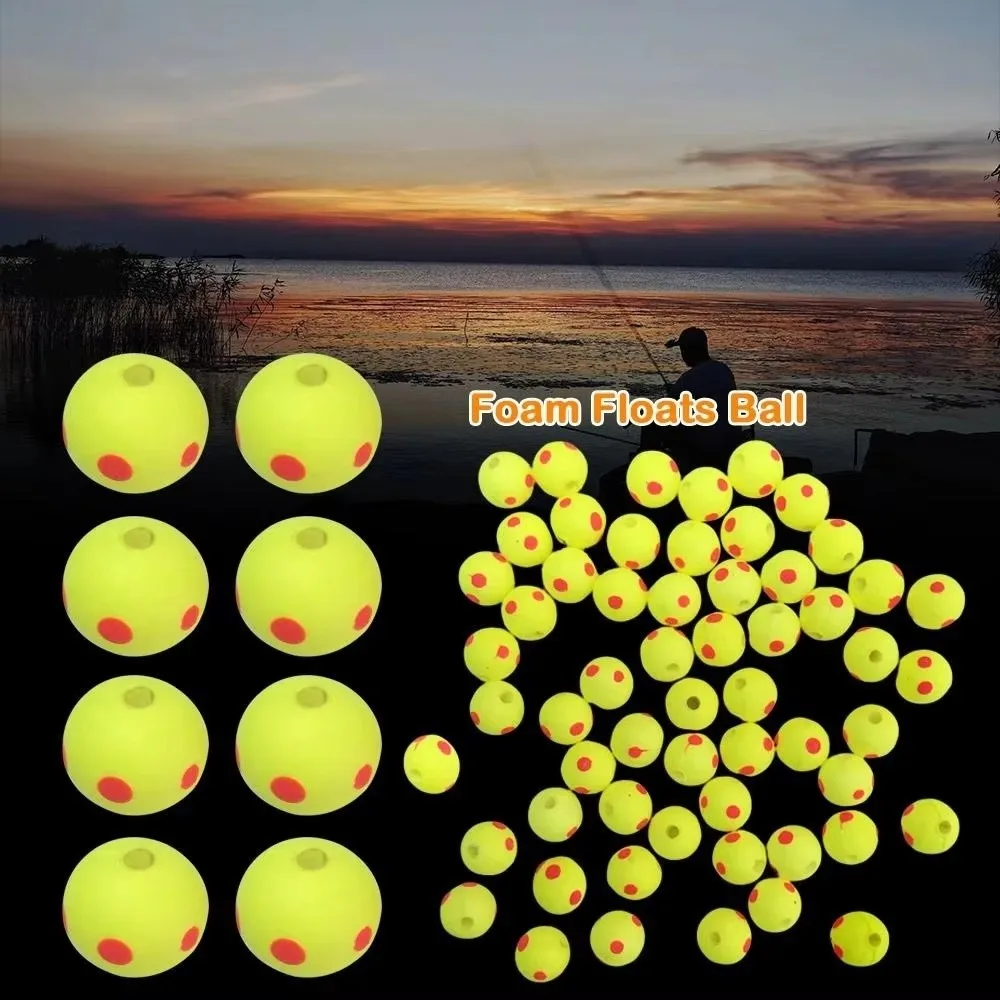 50pcs Foam Balls Fishing Floats 6-15mm High Buoyancy Fishing Strike Indicator Practical Rig Material Fish Floats Beads
