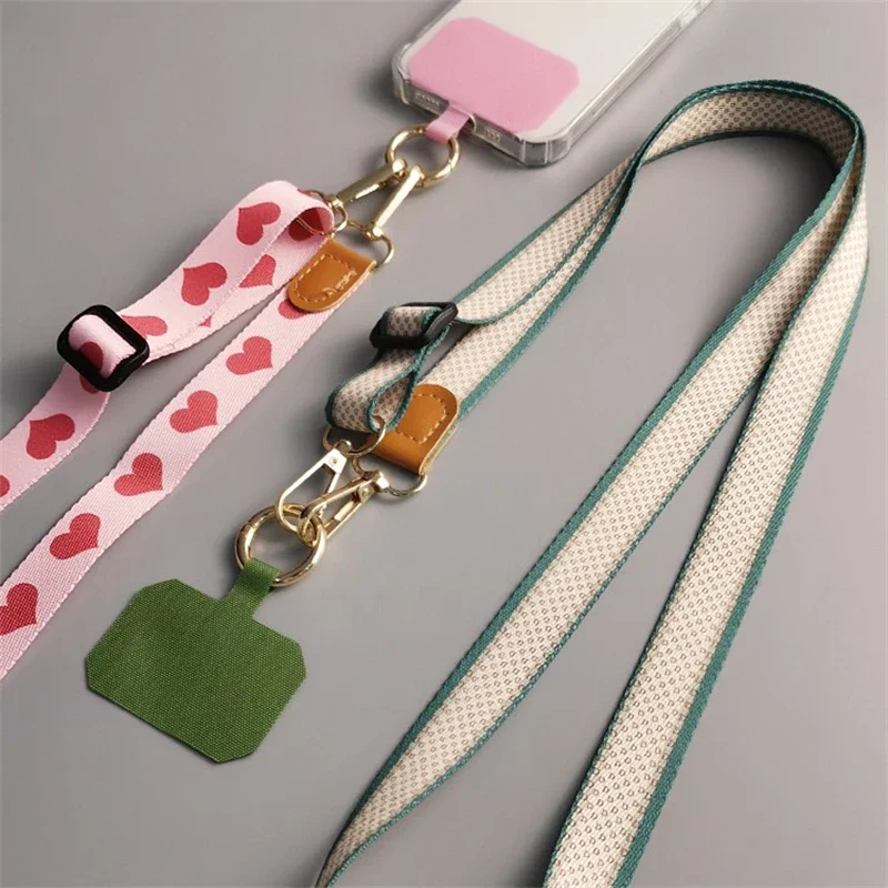 Trendy Nylon Mobile Phone Lanyard Universal Crossbody Hanging Shoulder Strap Neck Cord Stylish Butterfly Heart Anti-Lost Lanyard