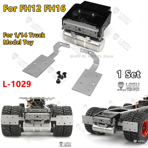 LESUメタルバッテリーボックステールビーム、ガスタンクライトスタンドセットL-1029、タミヤFH16 FH12 1/14 RCトラクタートラックアップグレードパーツ用