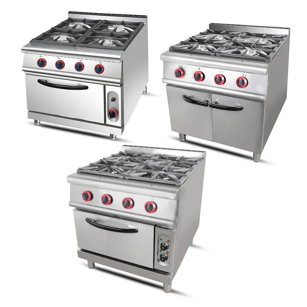

Газовая плита с грилем для профессиональных ресторанов, промышленная кухонная плита из нержавеющей стали с 4 конфорками