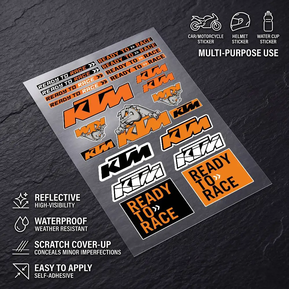 

FOR KTM Universal Multi-Purpose Reflective Waterproof Stickers Scratch Conceal For Auto Bike Helmet Mug Fridge Decoration