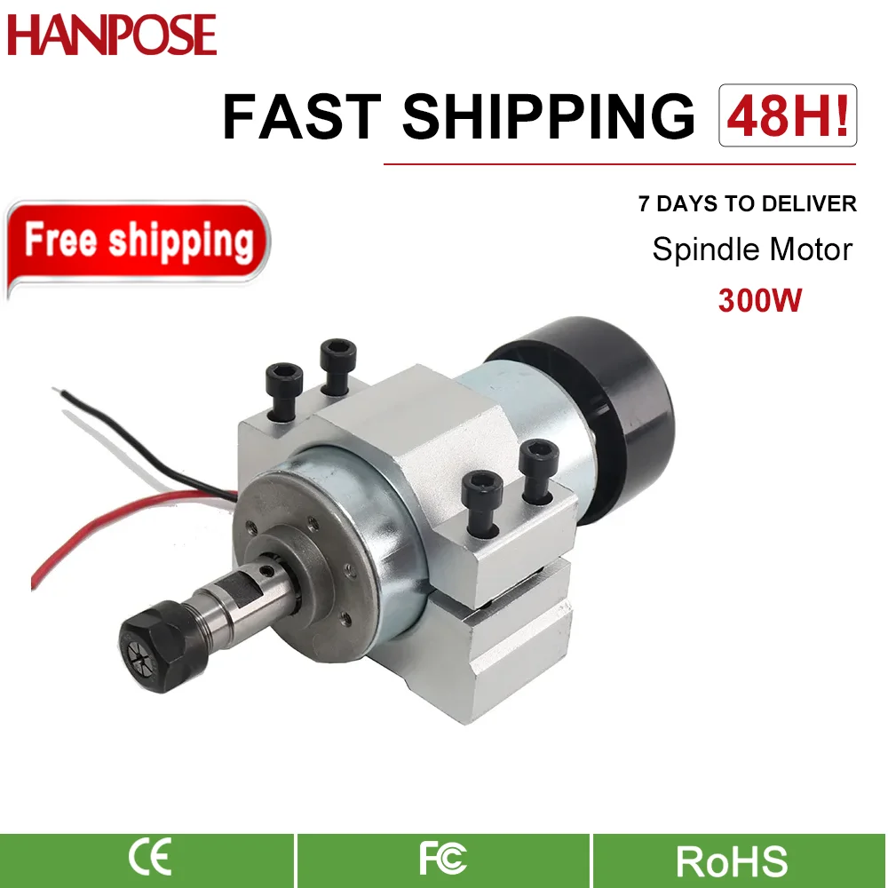 0.3kw Spindle DC 12-48V CNC 300W Spindle Motor Mount Bracket 24V 36V For PCB Engraving