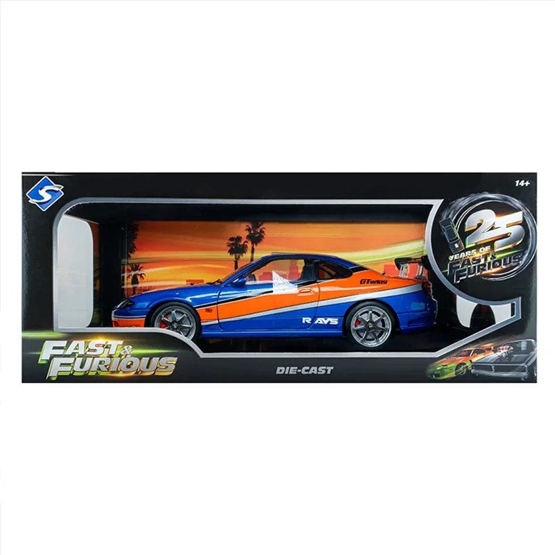 Pre-Sale Solido 1:18 Nissan Silvia S15 Diecast Model Fast & Furious Tokyo Drift Style Blue Orange Livery Collectible Toy Boy Kid - view 3