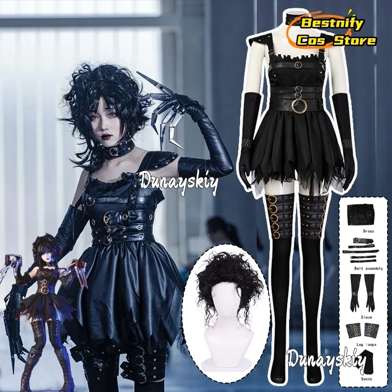 

CosplayMovie Edward Female Cosplay Costume Goth Lolita Dress Black Woman costume Wig Set Anime Halloween Party Suit Role-playing