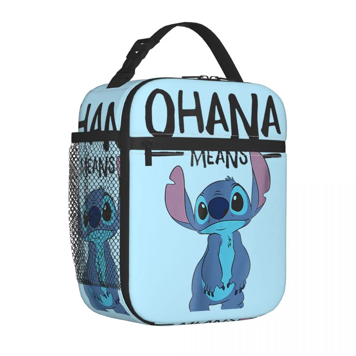 Custom Stitch Ohana Means Anime Lunch Bag for Women Thermal Cooler Insulated Bento Box Beach Camping Travel Resuable Tote Bags