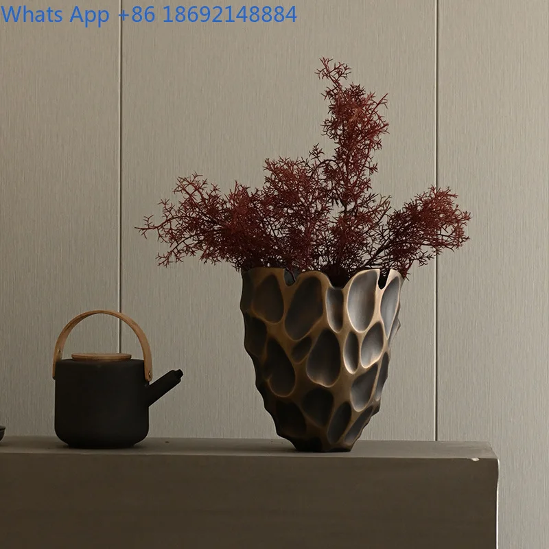 Florero de Metal minimalista moderno de estilo europeo, arreglo floral plateado, decoración para sala de estar y Hotel