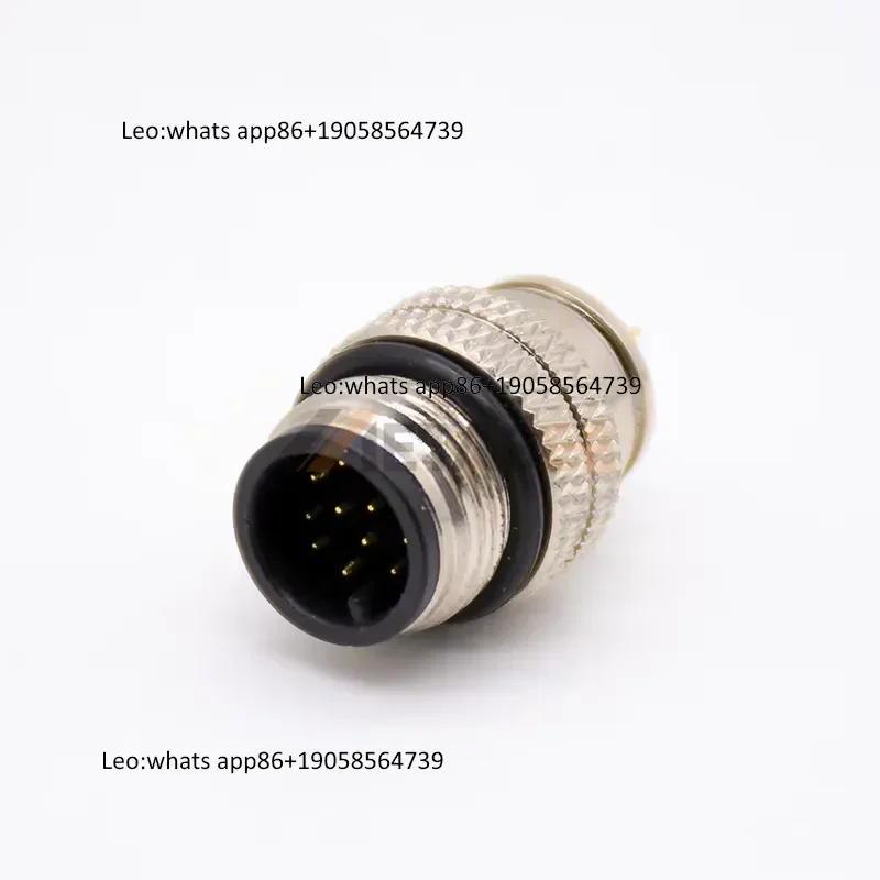 12 Pin M12 A-Coded Male Connector Straight Solder Cup Molded Plug