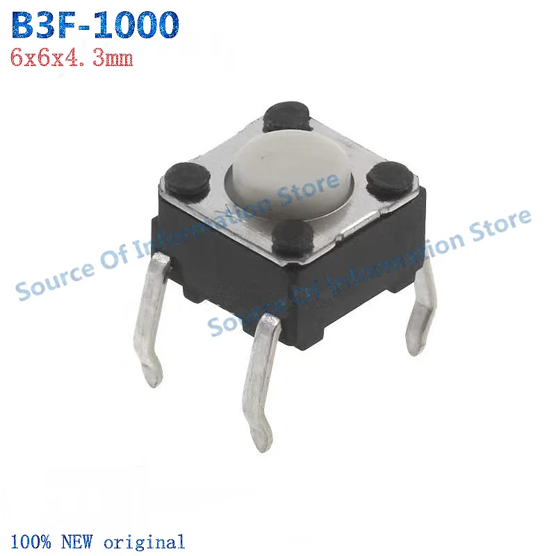 100Pcs B3F-1000 Microswitch 6x6x4.3mm 4Pin Miniature SPST On/Off Momentary Switch 0.98N