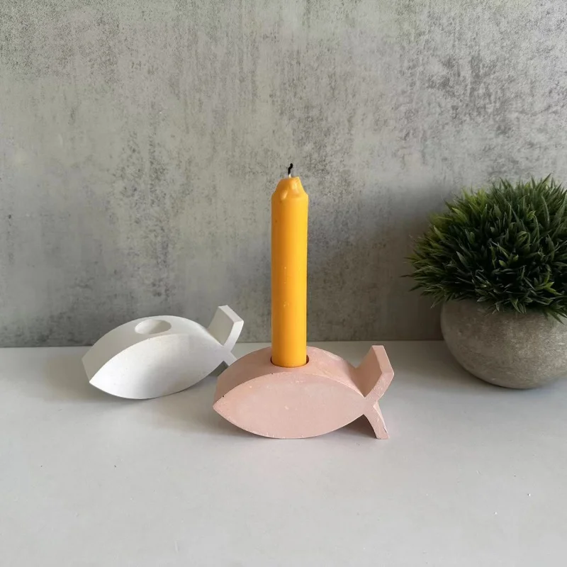 Small Fish Candle Holder Silicone Mold Aromatherapy Candlestick Plaster Cement Mold