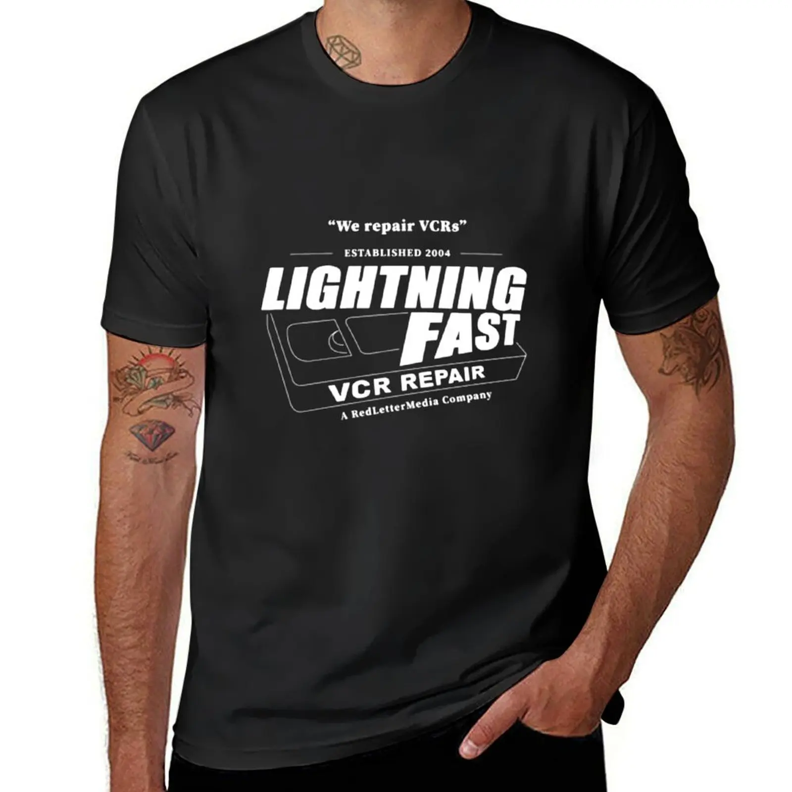 Lightning Fast VCR Repair RedLetterMedia Gift Halloween Day, Thanksgiving, Christmas Day T-Shirt plain mens funny t shirts