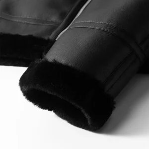 سترة جلدية مبطنة من الصوف السميك للرجال جلد الأغنام سترة متكاملة فضفاضة تناسب الخريف والشتاء نمط جديد 2024 أعلى 10 مبيعات معاطف الشتاء من جلد الغنم للرجال - No5