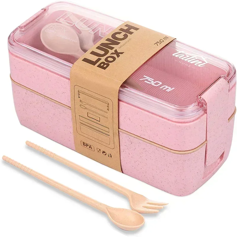 Caja Bento, contenedores de almuerzo a prueba de fugas, bonitas loncheras para niños, palillos, lavavajillas, apto para microondas, contenedor de comida para almuerzo para niños