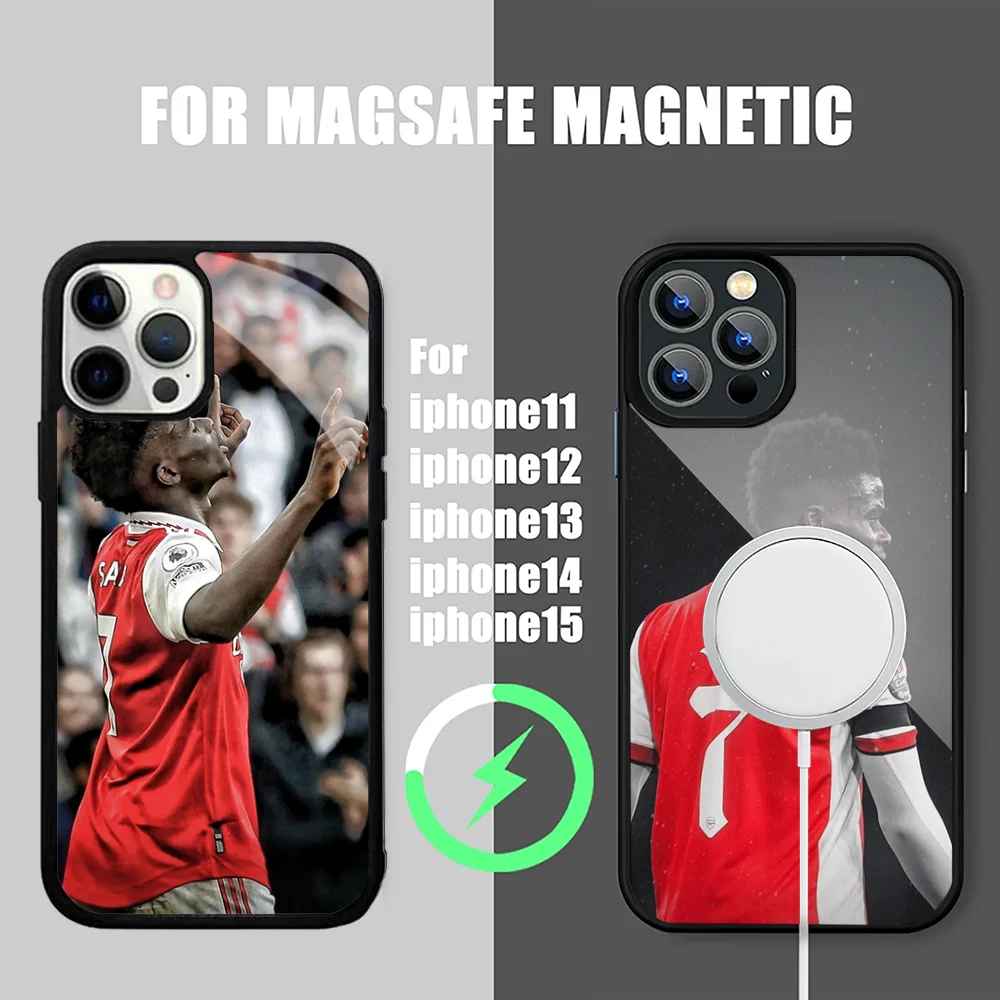 Bukayo Saka Phone Case IPhone 15 14 13 Pro Max 11 12 Mini Alex Mirror Magsafe Wireless Charging Cover