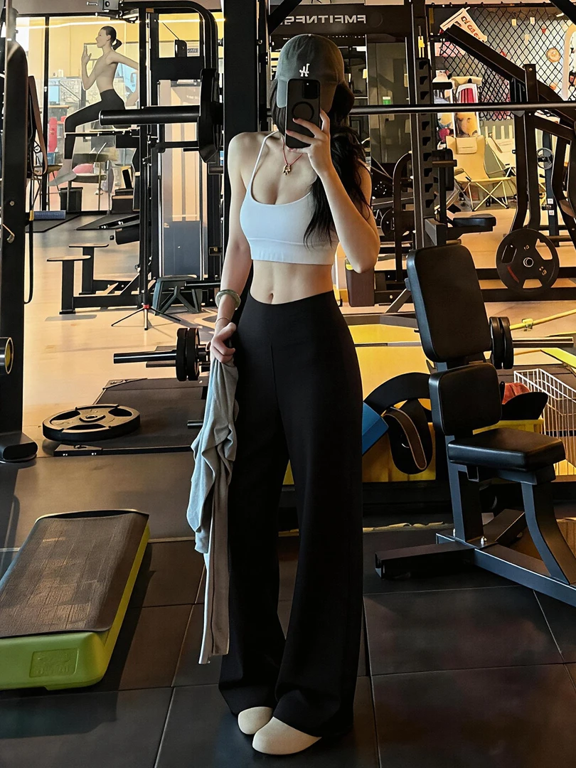 

Женские летние тонкие повседневные свободные прямые брюки с высокой талией, черные, для йоги и спорта, с эффектом драпировки, маленький размер, широкие штанины