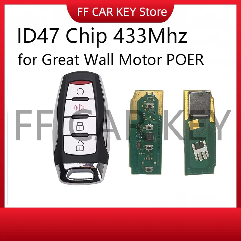 3/4 Buttons Smart Remote Car Key Fob for Great Wall Motor POER GWM Pao Poer Haval UTE Cannon-X P Series 433Mhz with ID47 Chip