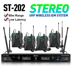 Debra UHF Stereo IEM ST-202 Wireless In-Ear Monitor System Professional Stage Recording Wireless for Studio Drummer Instrument