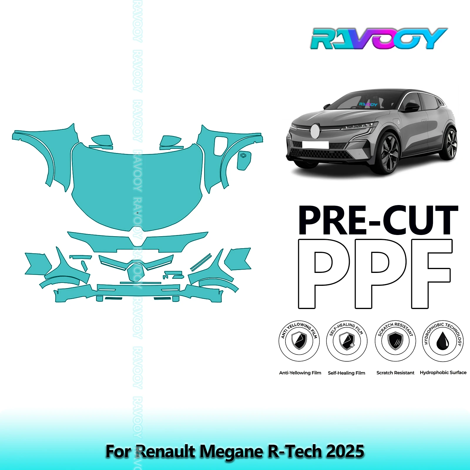 

Car Front Kit Clear Bra Precut PPF Paint Protection Film For Renault Megane R-Tech 2025