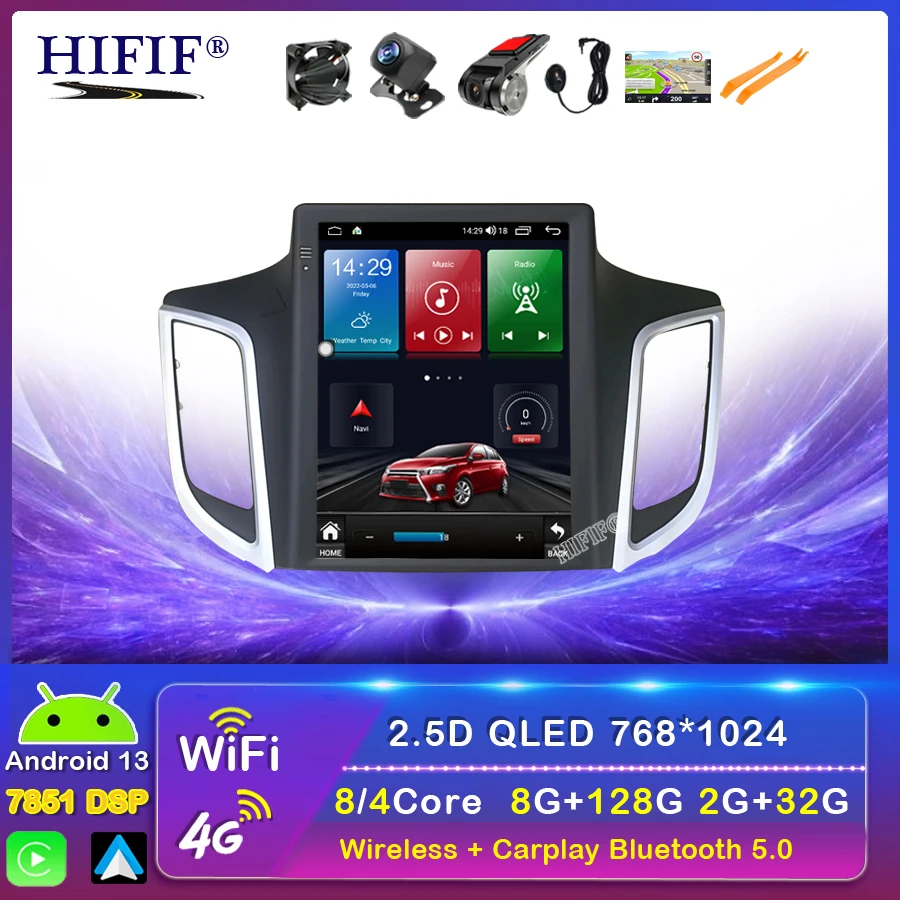 

Android Car Radio 10.4 Inch 2din for Hyundai Creta IX25 Tesla 2016-2019 Autoradio Carplay Navigation Multimedia Player