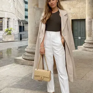 TRAFZA-بنطال قلم رصاص أحادي الخصر للنساء ، ملابس الشارع غير الرسمية ، مكتب أنيق ، بنطلون أنيق أعلى 10 سراويل مصممة مبيعا زارا - رقم 1