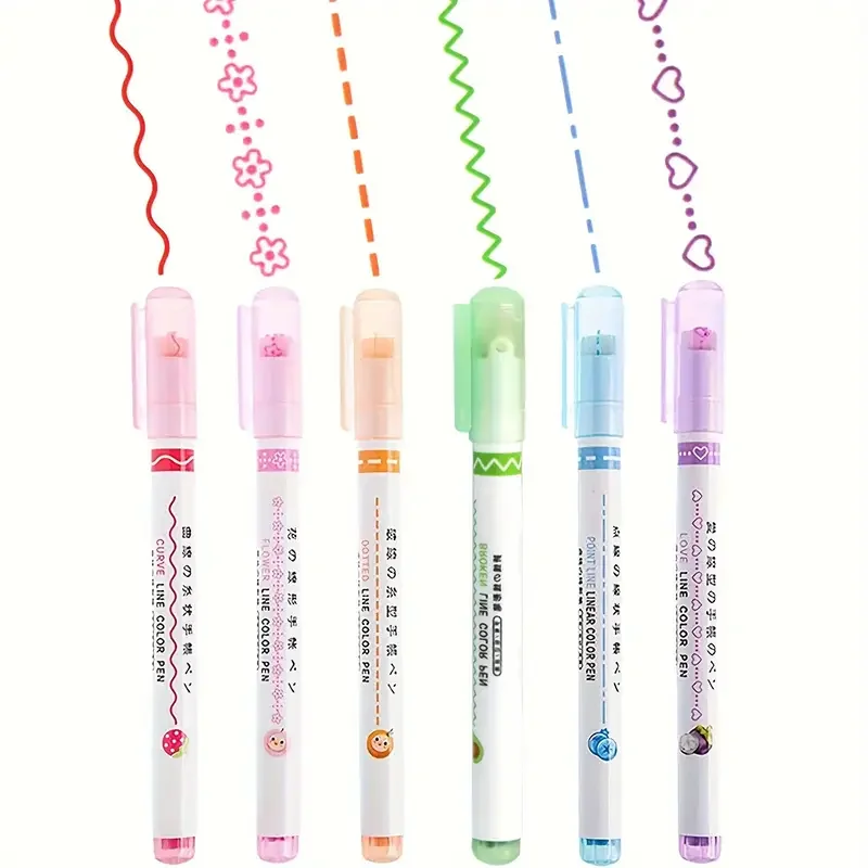 

Decorative Curve Marker Set, 6 assorted tip shapes, steady ink output, ideal for creative doodles, scrapbooking and daily notes