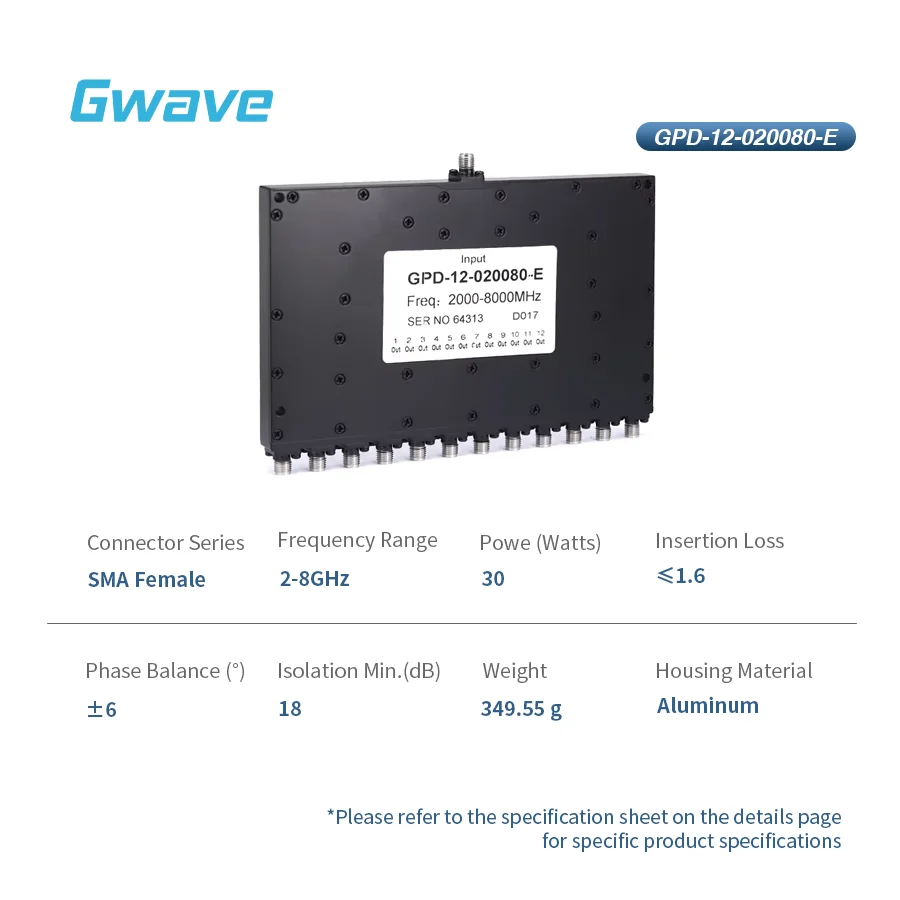 12-Way For SMA Power Divider For Telecom 2 GHz To 8 GHz 30 Watt Rated From