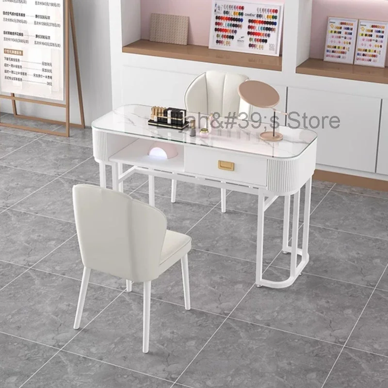 

Design Japanese Nail Tables Luxury Glass Exquisite White Manicure Desk Modern Transparent Nagel Tafel Salon Furniture HD50ZJ