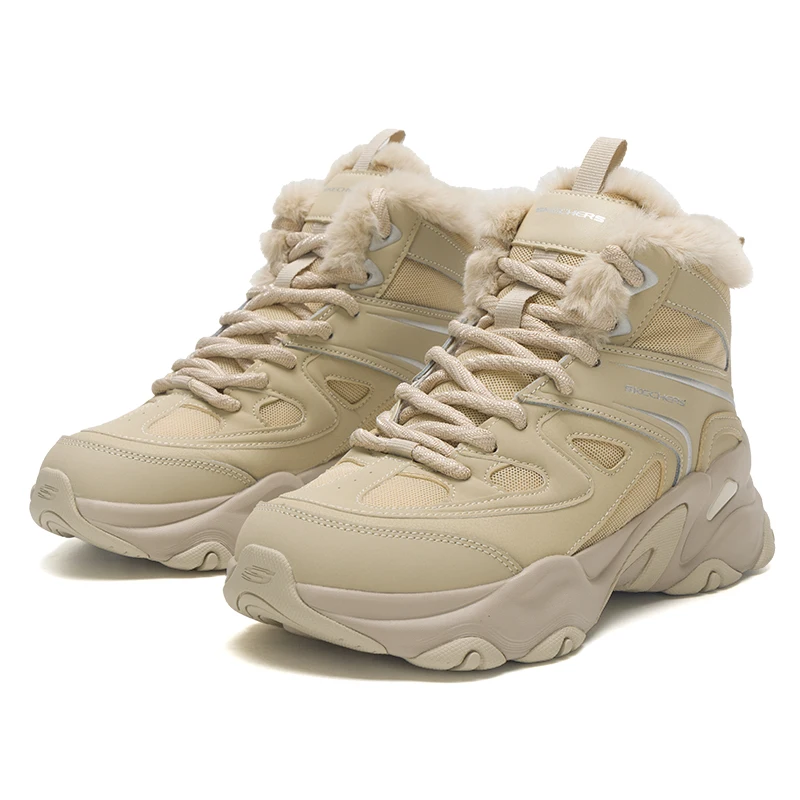 

Женские кроссовки Skechers D'Lites Fashion Dad Shoes Panda Shoes, удобные, теплые, повседневные, с плюшевой подкладкой, 168070-Sand