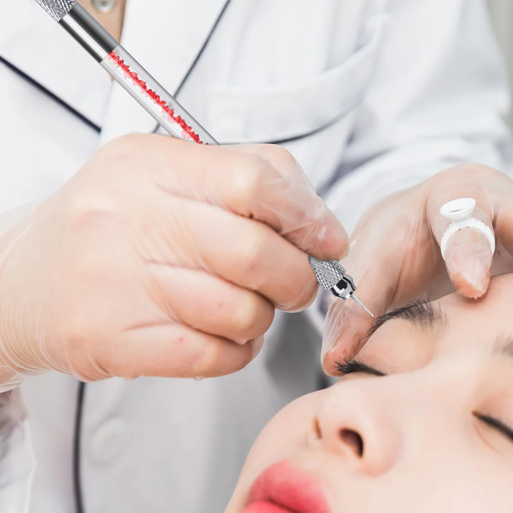 دليل مزدوج نهاية كريستال أكريليك قلم الوشم Microblading تجميل دائم أدوات الحاجب استخدام مزدوج للإبر المسطحة أو المستديرة