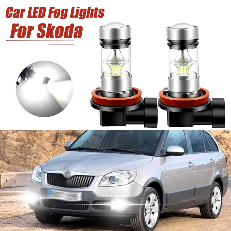 2x H8 Canbus Error Free LED Fog Light Lamp For Skoda Fabia Kamiq Karoq Kodiaq Octavia MK2 A5 MK3 A7 Rapid Scala Superb 2 3 Yeti