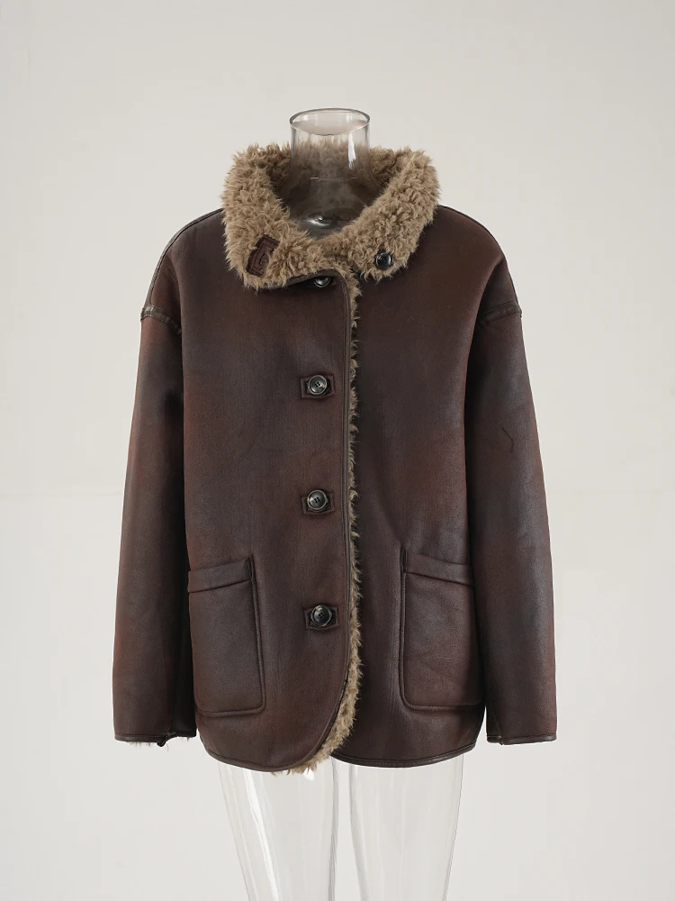 LANMREM-abrigo Vintage de algodón para mujer, parka de manga larga con cuello de solapa y botones, con bolsillos, para invierno, 2024, CPG1932