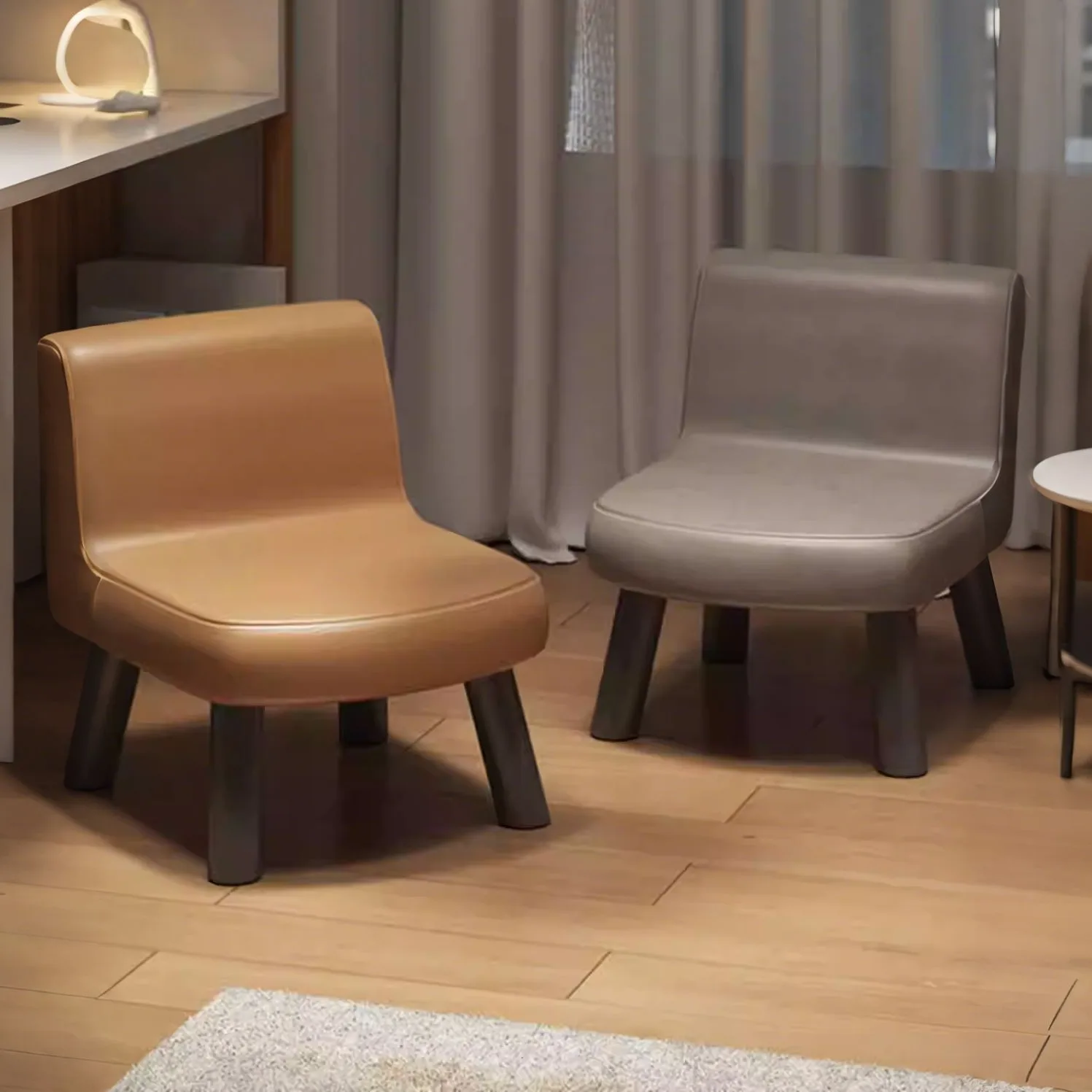 Small stool  light luxury high-end backrest soft bag seat cushion hall leather seat stool low stool