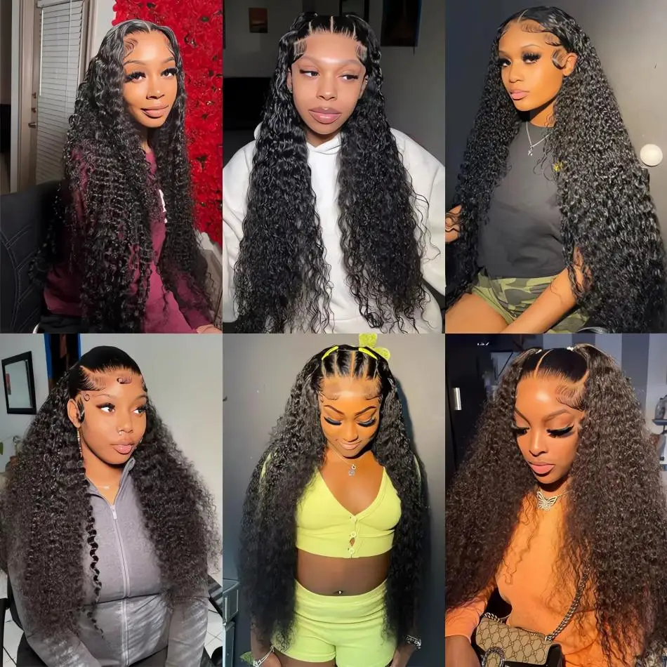 13x6 HD Loose Deep Wave Lace Frontal Wig Brazilian 13x4 Water Curly Human Hair 200% Density Preplucked Wigs 40 30 Inch For Women image 5