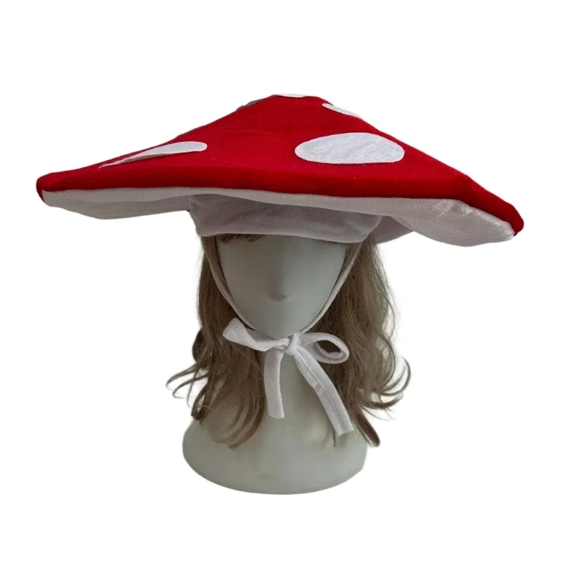 

Festival Mushroom Plush Hat Eye Catching Novelty Headpiece for Cosplay Theme Party Headgear Roleplaying Photo Hat