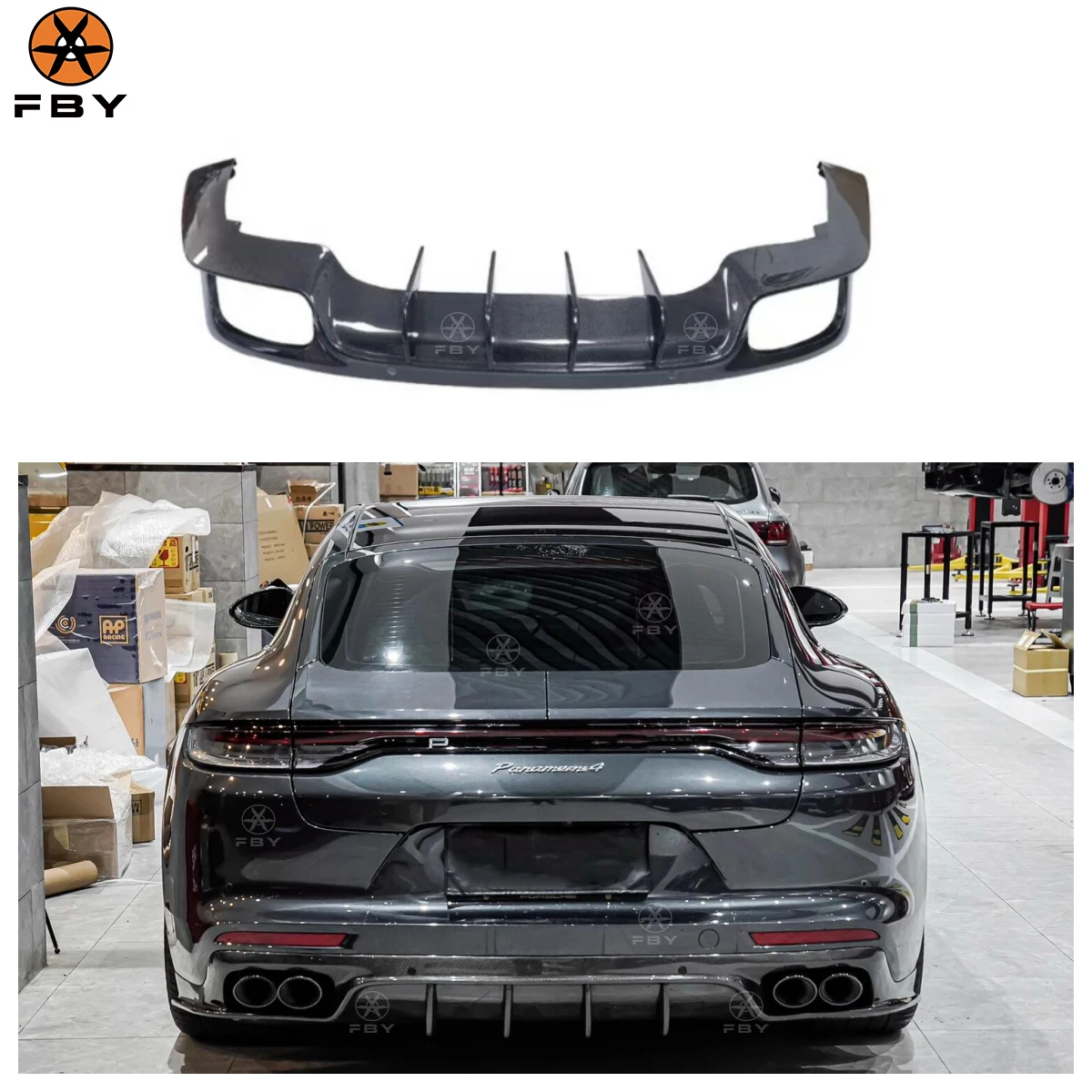 

Задний диффузор из углеродного волокна в стиле FXX для Porsche Panamera 971 GTS Turbo, карбоновый бампер, разветвитель, идеальная посадка