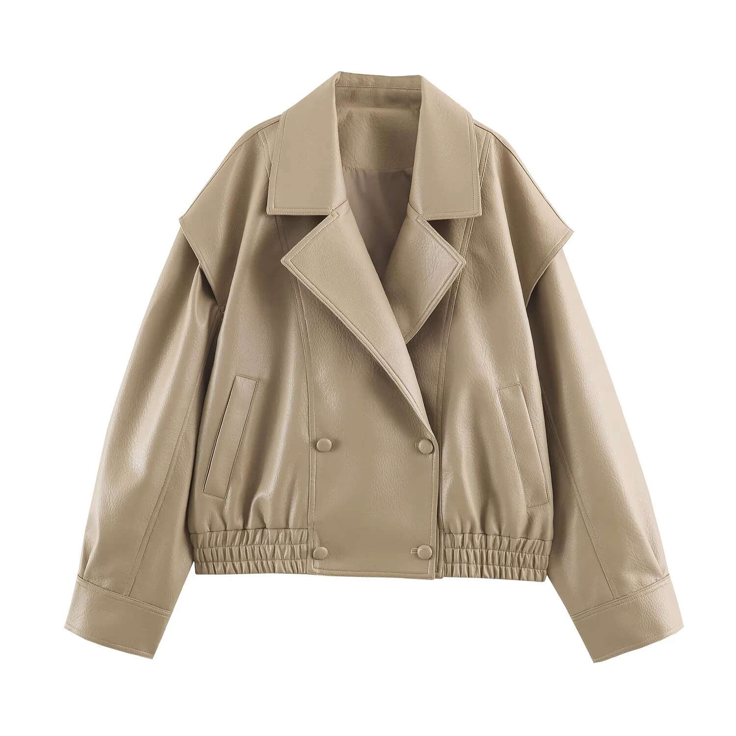 European and American style foreign trade women's clothing new 2026 fashionable leather effect pilot jacket jacket