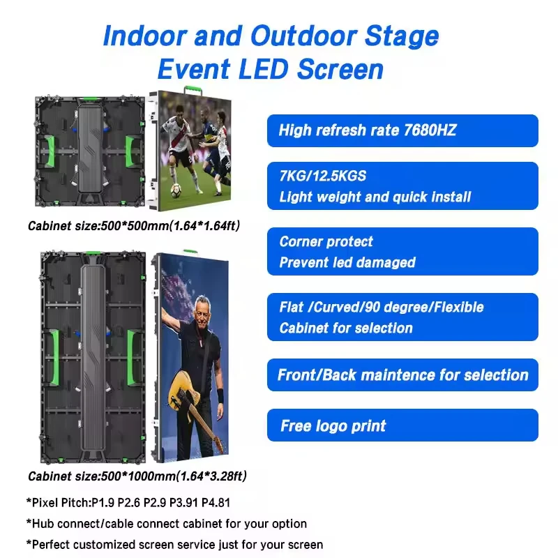 P3.91 Outdoor Full Color LED Display Screen P2.6 P2.9 Indoor Portable Night Club Led Screen Stage LED Video Wall for Concert