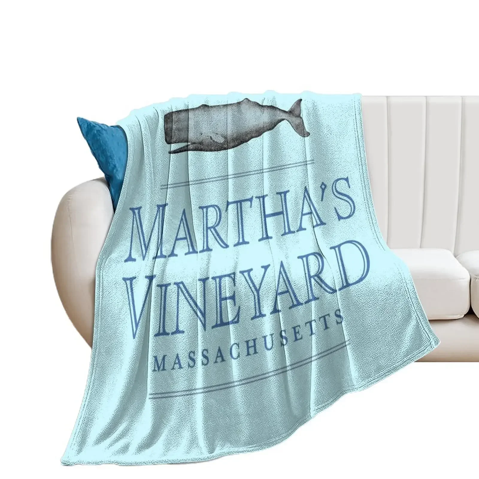 

Martha's Vineyard Massachusetts Vintage Whale Design Throw Blanket Polar Soft Plush Plaid Giant Sofa sofa bed Blankets