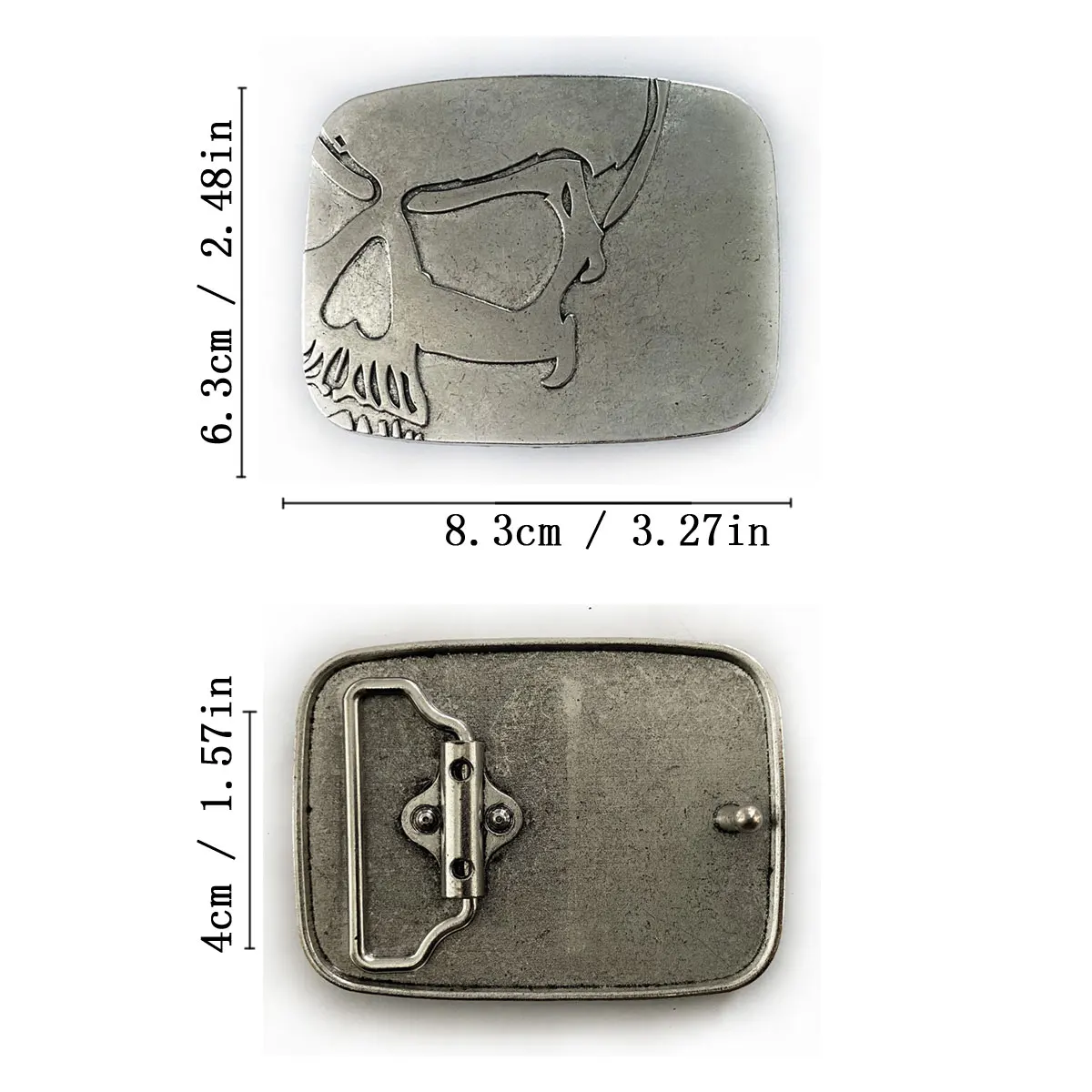 Gothic Punk Skull Outline Belt Buckle Antique Silver Metal Skeleton Belt Buckle Men Biker Rock Waist Accessories Dropshipping