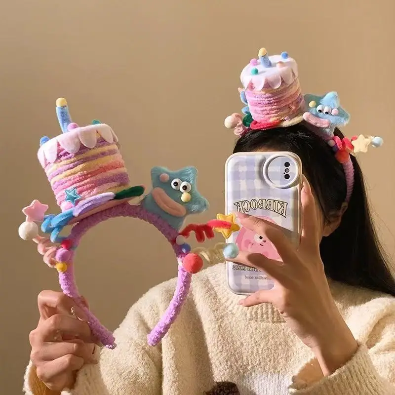 

1 шт. Детские резинки для волос в виде тортов, забавные, милые, на день рождения для девочек, оптом, для вечеринок, для фотосессий, высококачественные аксессуары для волос