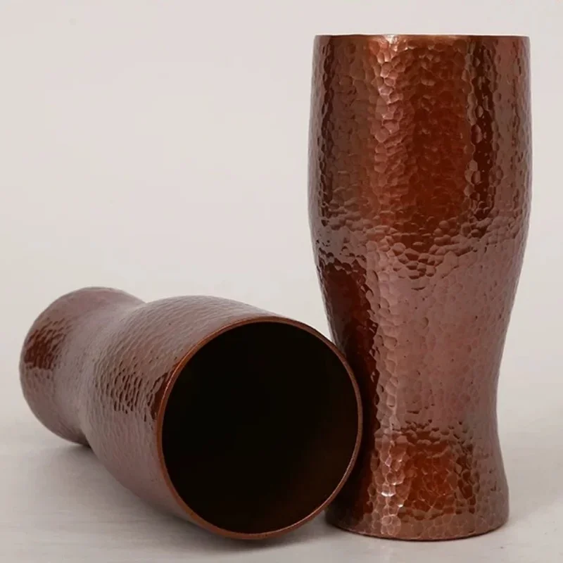 

Pure Coppery Coffee Mug Tree Texture Exquisite Vintage Moscow Mule Thickening Durable Water Mug 450ml Smooth surface Tea Cup