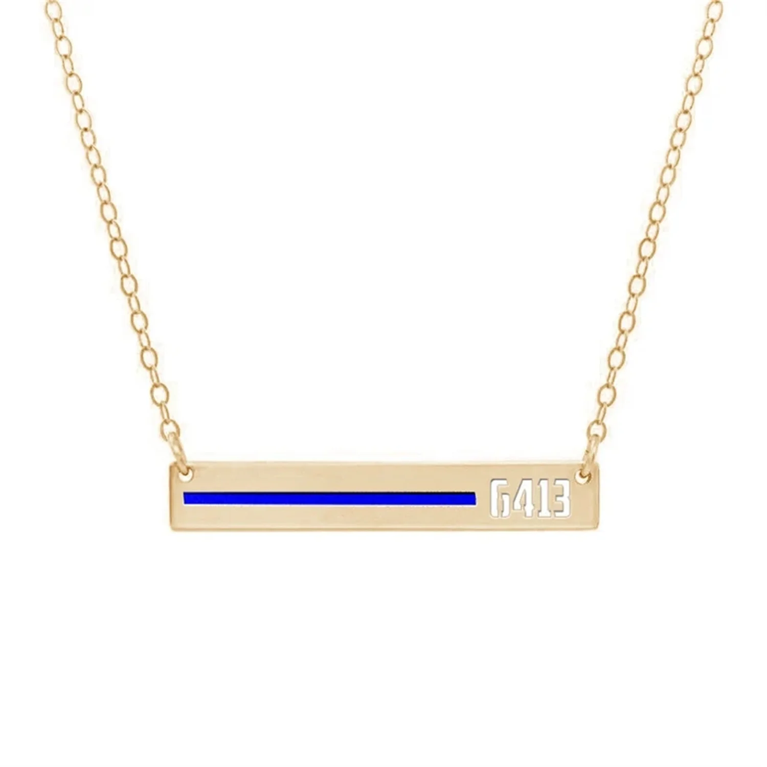 Thin Blue Line Necklace Police Wives Thin Cutout Name Color Enamel Pendant Officers Necklace Gift for Police Wife Women Jewelry