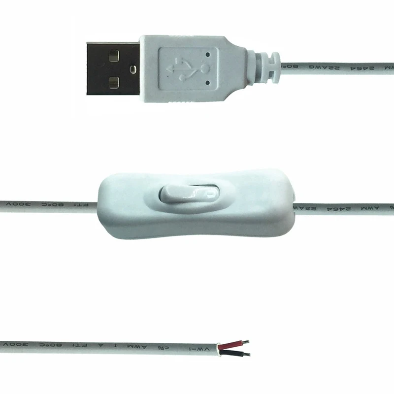 5V USB Schalter Draht 2,0 Stecker Jack 2Pin 2 Draht 1m Draht Mit Schalter Power Ladekabel kabel DIY für 5V 2835 5050 LED Streifen Licht