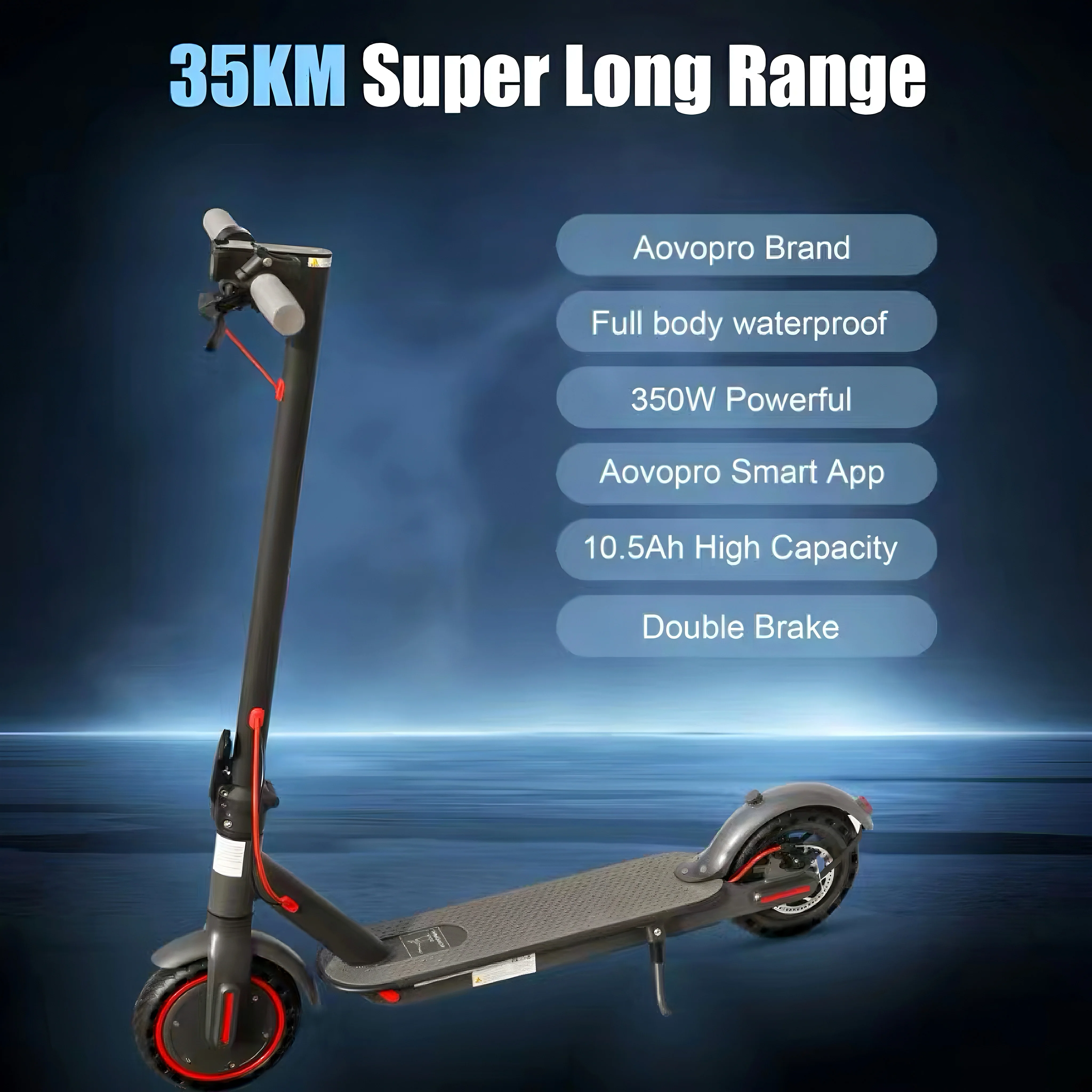 AOVOPRO ES80 500W Electric Scooter 36V 10.5AH 31KM/H Speed 35KM Range Smart APP 8.5Inch Folding Double Brake M365PRO EScooter