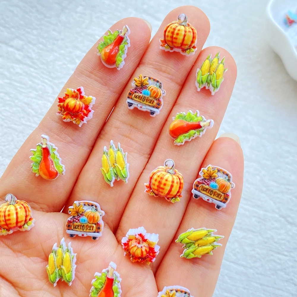 Art Craft Leaves - 50Pcs Fall Thanksgiving Resin Nail Charms