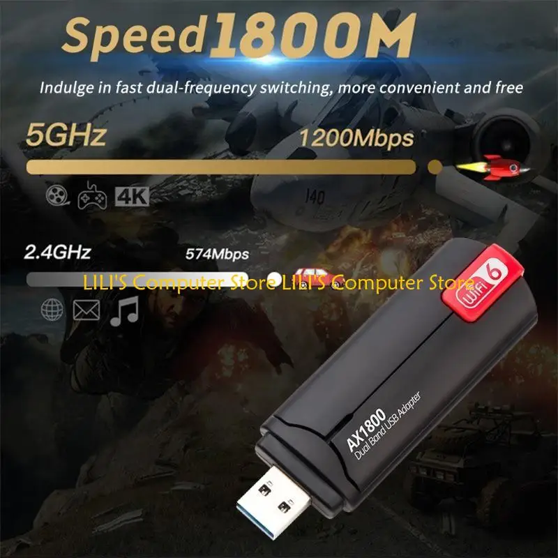 A52B WIFI 6 USB محول 1800 ميجا بريتنيات في الثانية لنظام التشغيل 7/10/11