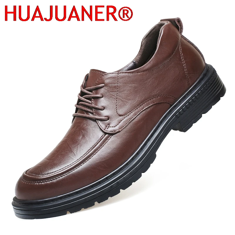 

British Style Handmade Leisure Men Shoes New Trendy Minimalist Work Shoes Genuine Leather Lace Up Formal Casual Business Shoes