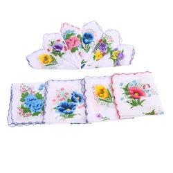 10Pc Vintage Flower fazzoletto Square Hankies Hanky Women Kids Gift