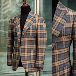 Plaid Wedding Suit Coat For Men Slim Fit Single Breasted Overcoat Business Office Jacket Custom Made Only Blazer